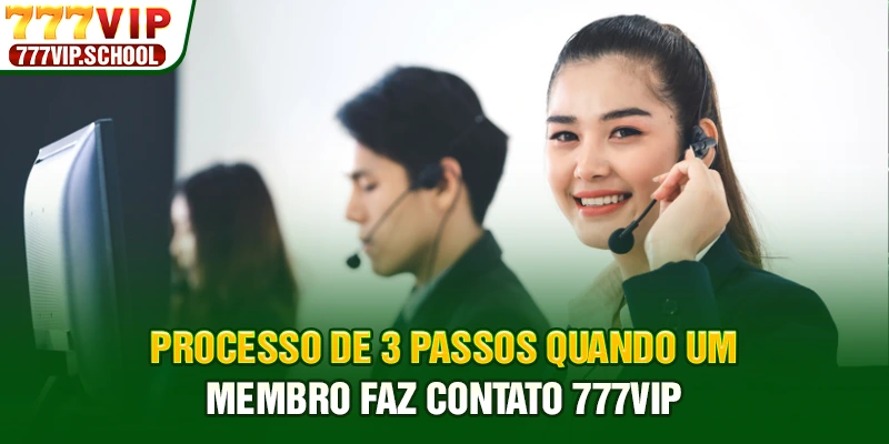 Processo de 3 passos quando um membro faz Contato 777vip